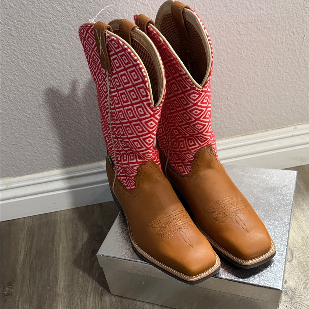 Twisted X Red and Brown Ankle Boots